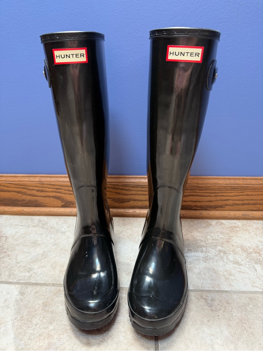 Hunter Original Tall Gloss Rain Boots, Size 38EU/7US